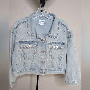 Ci Sono Light Blue Studded Jean Jacket